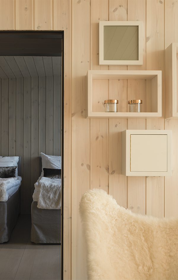 Arctic TreeHouse Hotel accommodation unit main area and bedroom Designed by Studio Puisto Architects